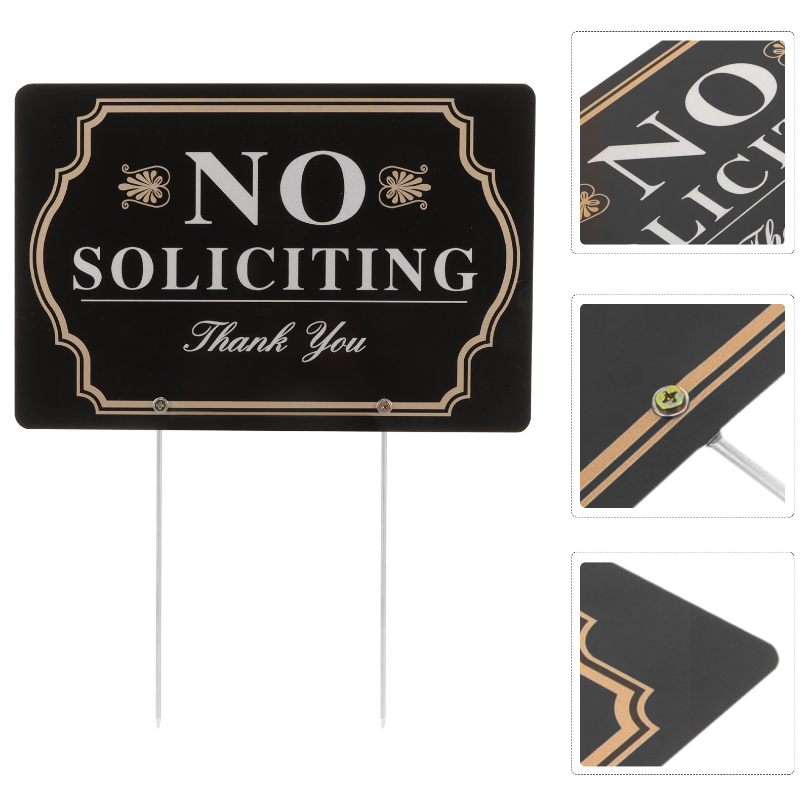 Home Yard Security - No Soliciting Sign Yard Stake Metal