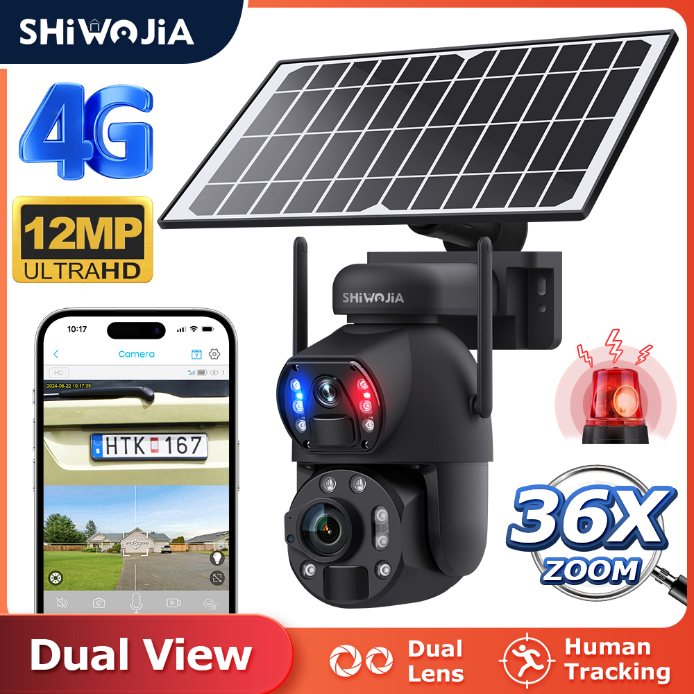 Camera Solar Wireless - SHIWOJIA 6K 12MP 4G Solar Camera