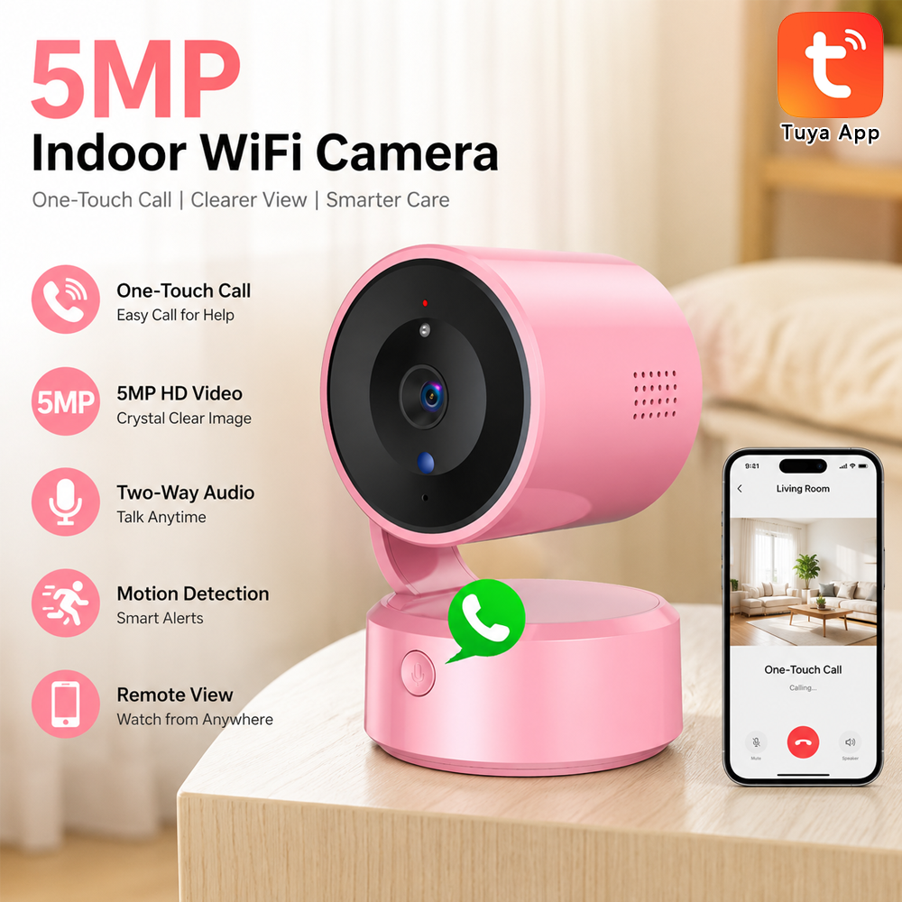 Home Yard Security - 5MP Tiya Indoor WiFi Camera One-Touch