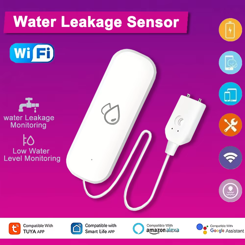 Home Security With Monitoring - Tuya WiFi Water Leakage Alarm Sensor
