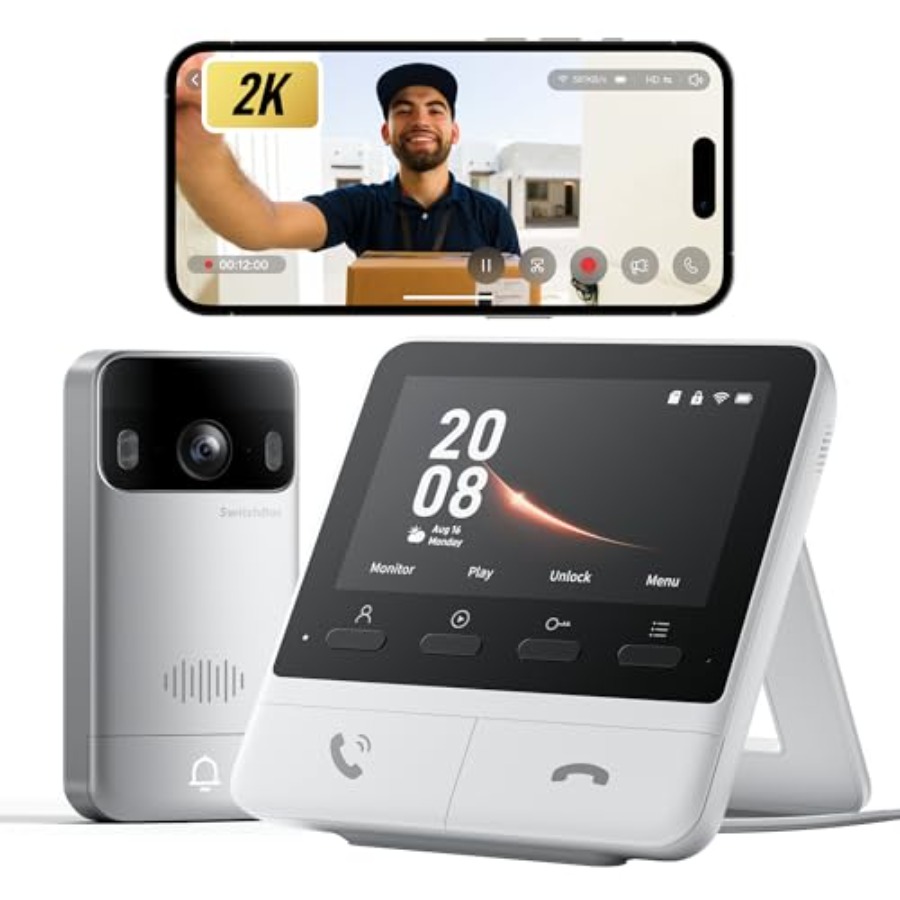 Home Security Cameras No Subscription - Video Doorbell Camera Wireless with Monitor