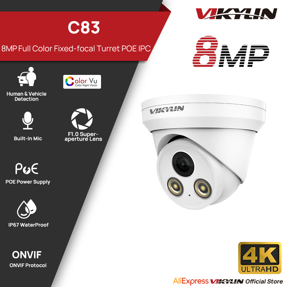 Home Security Service - VIKYLIN 8MP Full Color IP Camera