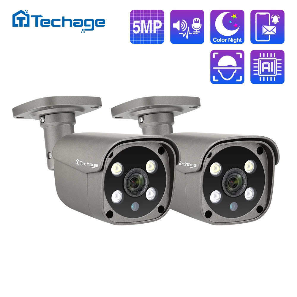 Home Security Ai - Techage HD 5MP 8MP 4K POE
