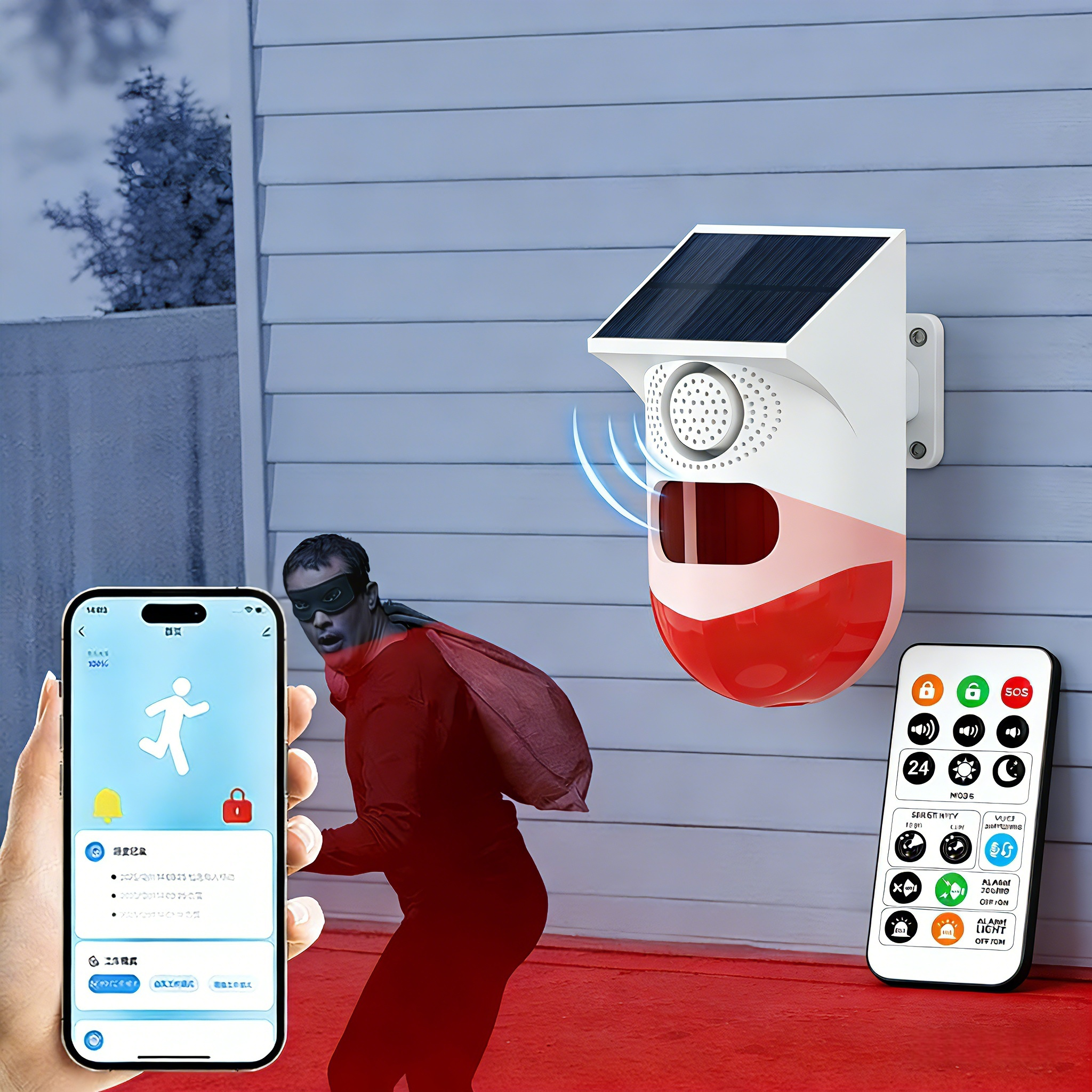 Home Yard Security - Wireless Solar Powered Motion Detector Alarm