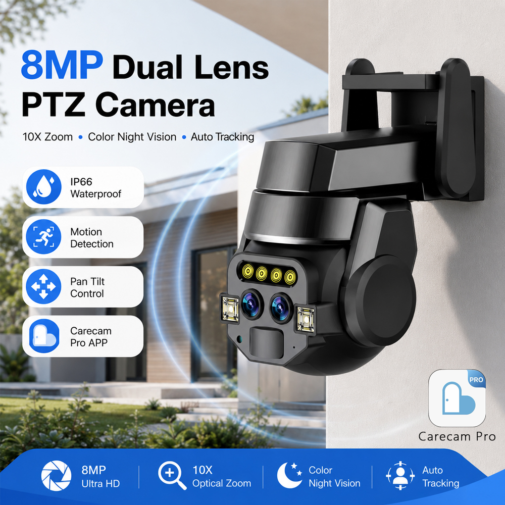 Home Yard Security - Outdoor PTZ Surveillance Camera 4K 8MP