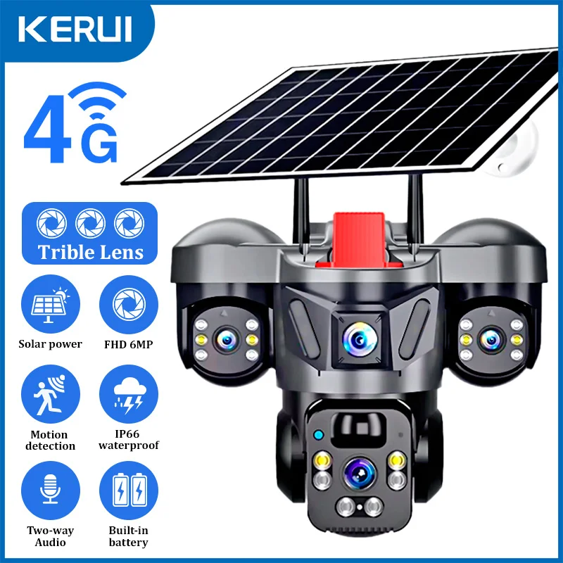 Camera Solar Wireless - KERUI Outdoor PTZ 6MP 4G SIM