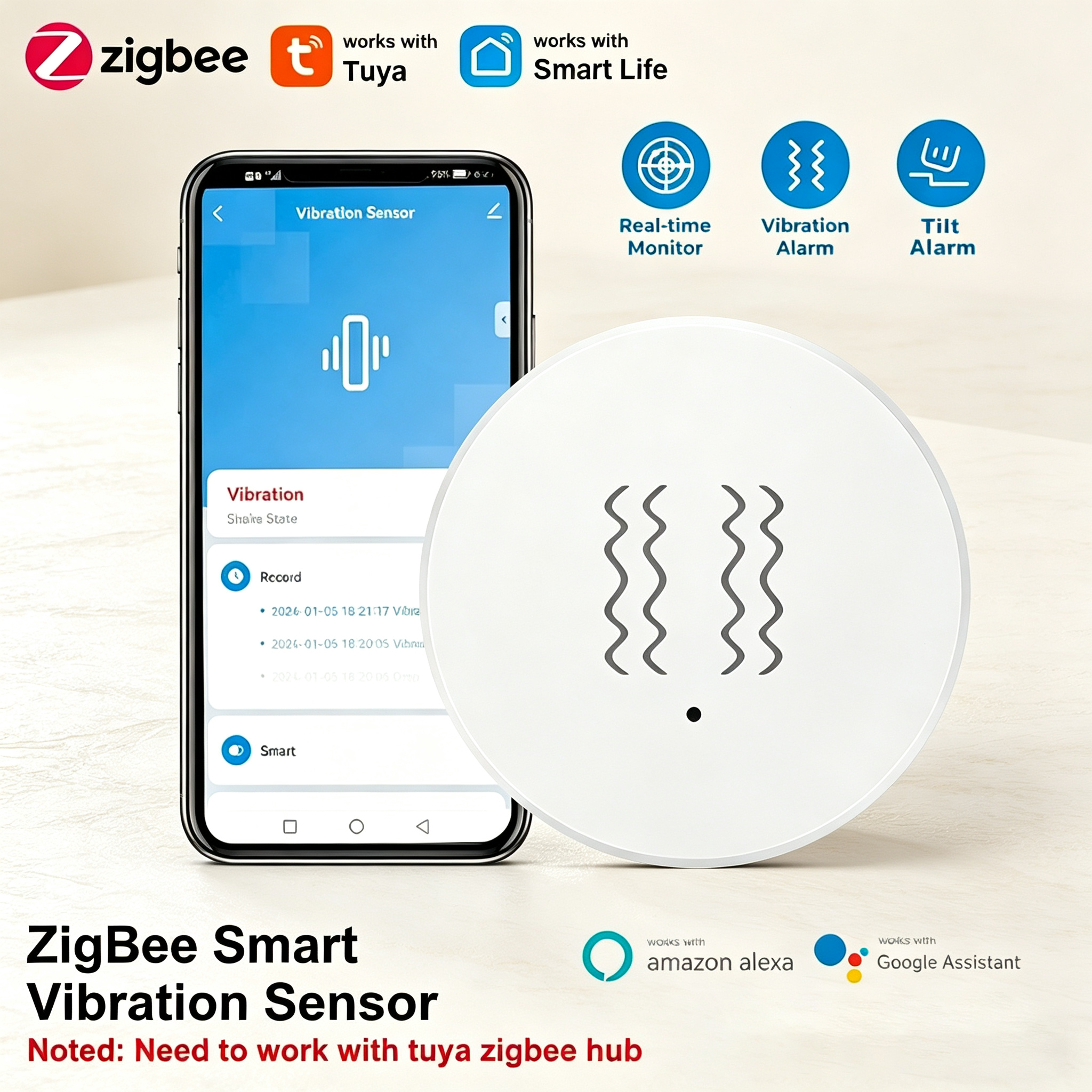 Tuya ZigBee Smart Vibration &  – Home Security Home Assistant Bewertung und Preis
